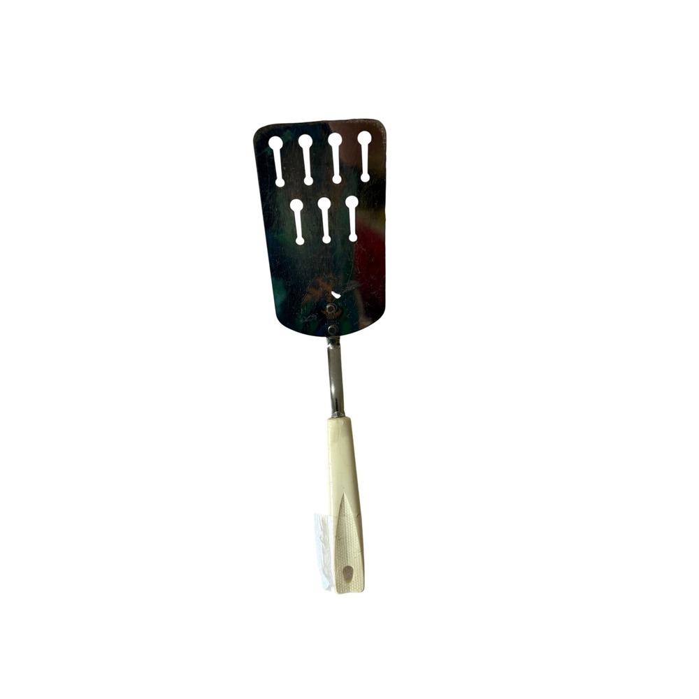 Vintage EKCO Slotted Spatula Chromium Plated USA Keyhole Cream Handle‎ 11.5 Inch